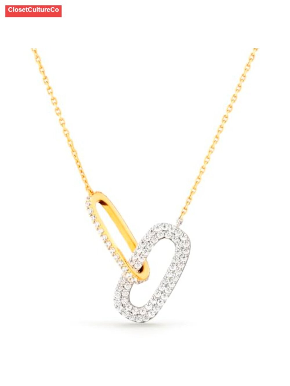 Two Tone Mixed Metal Pendant Necklace Adjustable Chain Women's Jewelry